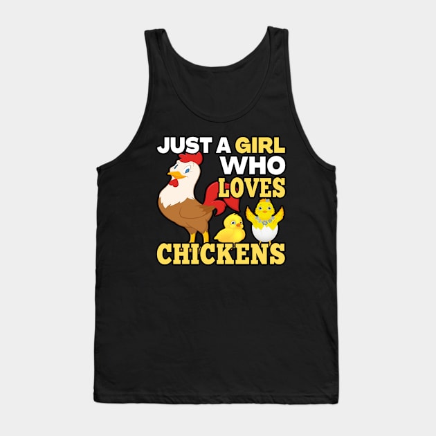 JUST A GIRL WHO LOVES CHICKENS | COLORFUL DESIGN PERFECT GIFT FOR GIRLS, MOMS, GRANDMAS, AUNTS AND KIDS Tank Top by KathyNoNoise